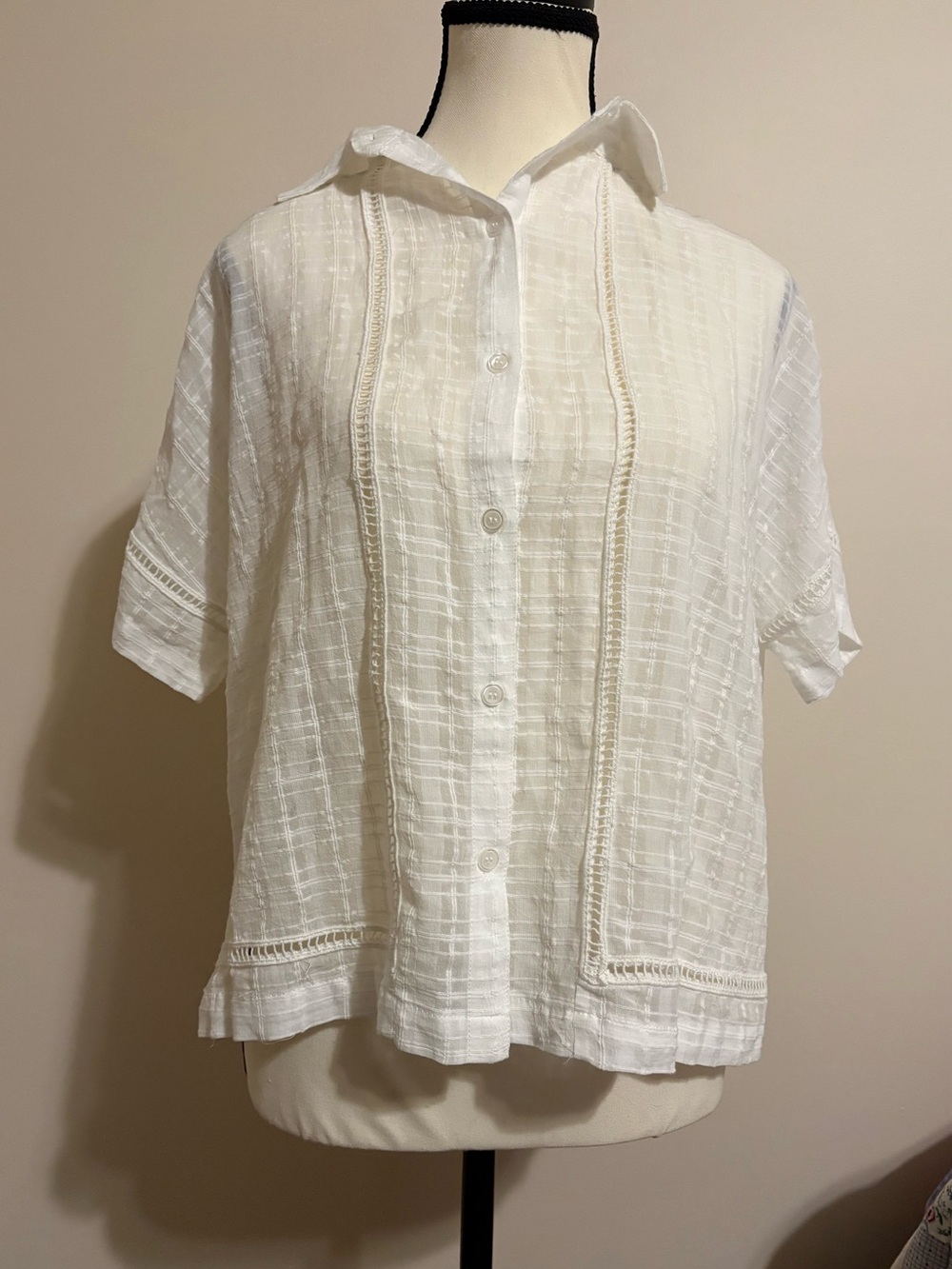 100% cotton short sleeved white blouse, NWT